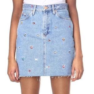 TOMMY HILFIGER Embroidered Big Flag Denim Skirt